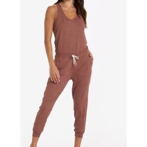 Vuori Womens Large Jumpsuit Rust Athleisure Jogger One Piece Stretch Pockets